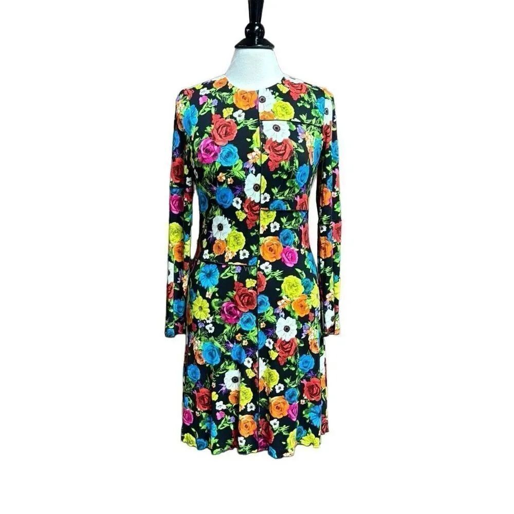 Alice + Olivia Delora Floral Long Sleeve Mini Dress Size 10 NEW